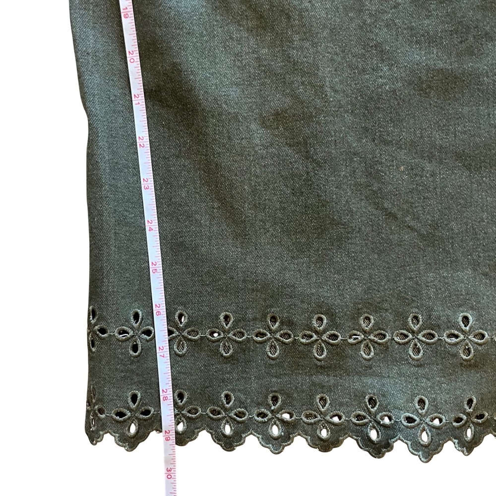 Entro Olive Green Eyelet Hem Wide Leg Jeans Plus Size 1X Scalloped Edge VV1568 - Picture 8 of 9